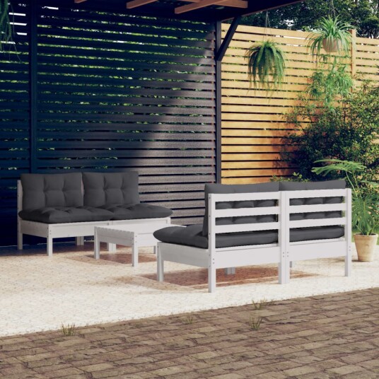  Hagesofagruppe med antrasitt puter 5 deler furu 3096005