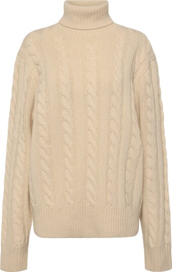Polo Ralph Lauren Cable Knit Wool Cashmere Sweater ANDOVER CREAM L