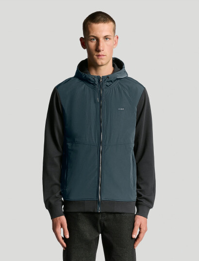 Lyle & Scott Half Raglan Hybrid Hoodie - Navy - S