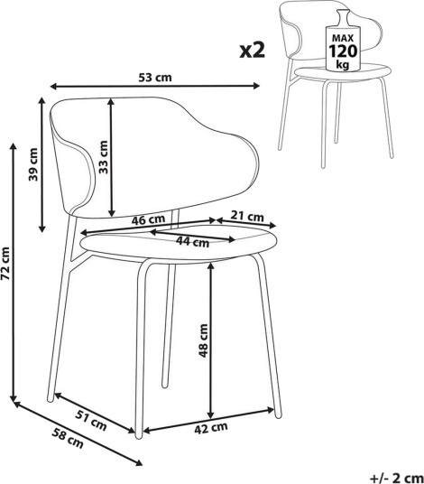 Spisestuestol Kenai, sett med 2 -