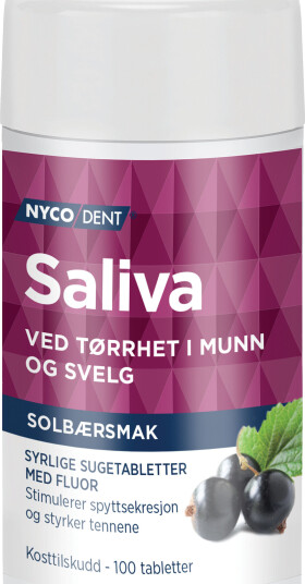 Nycodent Saliva m/solbær 100 tabletter Nycodent Saliva m/solbær 100 tabletter