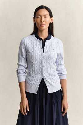 GANT Stretch Cotton Cable Cardigan Blue XL GANT Stretch Cotton Cable Cardigan Blue XL