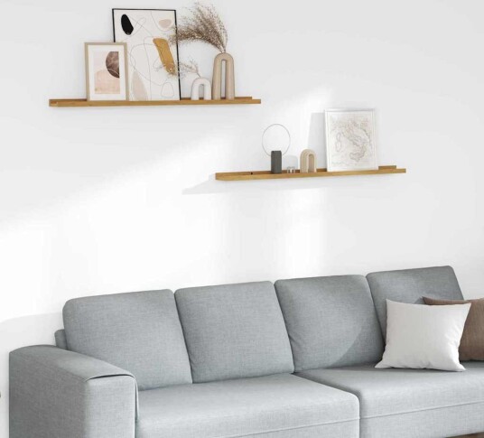 Vegghylle med hylle 2 pcs Beige 100 x 9 x 3 cm Konstruert tre