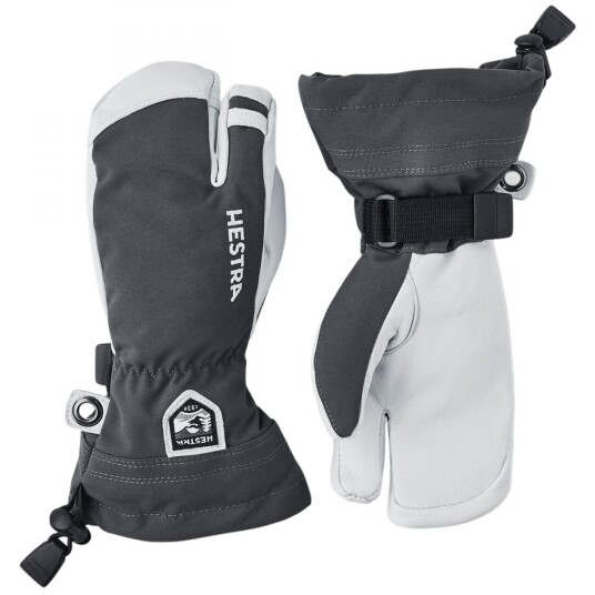 Hestra Army Leather Heli Ski, 3-finger Skihansker, Junior, Grey 6