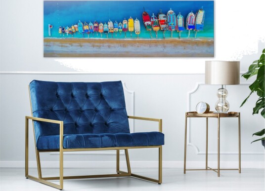 Tavla Colourful Boats 1 Part Narrow 120x40
