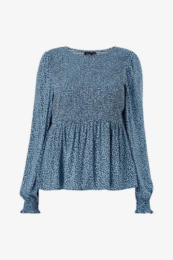 Zizzi Bluse mInga L/S Smock Blå