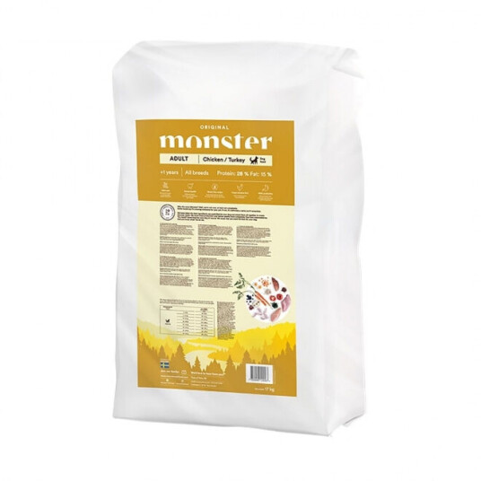 Monster Pet Food Glutenfri Hundemat Kylling & Kalkun 17 kg Monster Pet Food Glutenfri Hundemat Kylling & Kalkun 17 kg