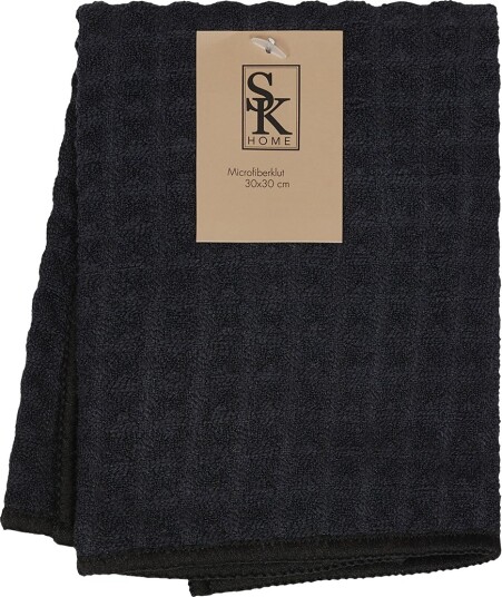 Vaffel microfiber kjøkkenklut 30x30cm Sort Svart