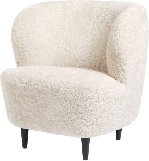 Gubi Gubi Stay Lounge Chair Sheepskin Off White/black Stained Oak Lenestoler Space Copenhagen Hvit Lær/metall/tre