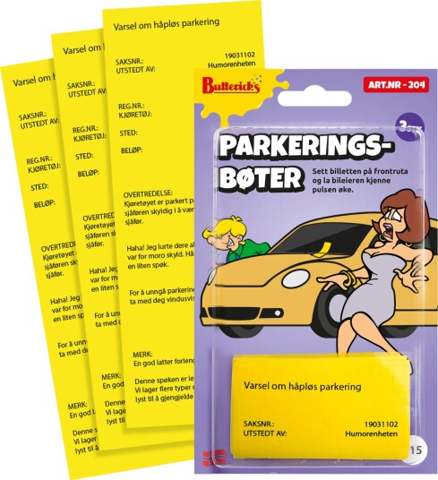 Butterick's Ab Parkeringsbøter Skøyeartikkel 3-pakning 204 Butterick's Ab Parkeringsbøter Skøyeartikkel 3-pakning 204