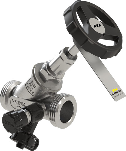 NIRO Skråseteventil Rustfritt DN40 Utvendig T/1.3/4" gjenger Med avløp