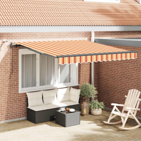 Automatisk Uttrekkbar Markise med LED Gul og Oransje 350x250 cm