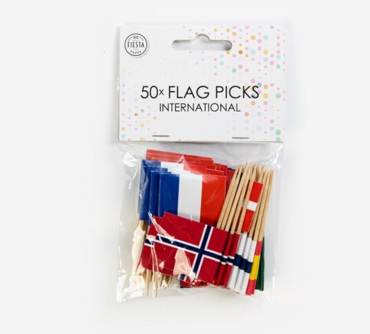 Internasjonale Flagg På Trepinne Pk/50 Internasjonale Flagg På Trepinne Pk/50