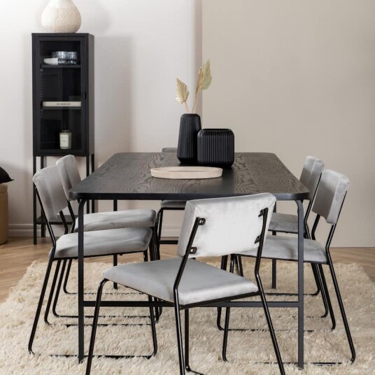 Venture Home Spisegruppe Venture Home Chicago Spisebord og Kungshamn Spisestol Sort GR22411