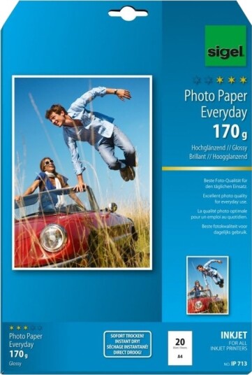 Sigel IP713 Fotopapir A4 Glans 170 g/m² 20 ark Hvit Sigel IP713 Fotopapir A4 Glans 170 g/m² 20 ark Hvit