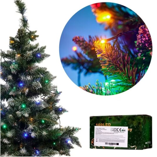 Pricenet LED lys lyskjede 10m 100LED flerfarget Pricenet LED lys lyskjede 10m 100LED flerfarget