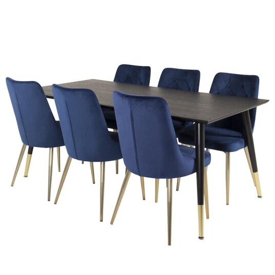 Venture Home Spisegruppe Venture Home Dipp med 6 Velvet Deluxe Fløyel Stoler GR19342
