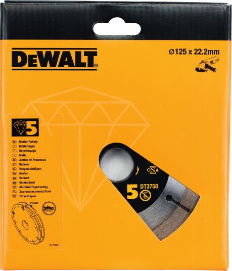 Dewalt 125mm Diamantkappeskive Extreme for Mørtel - DT3758 Dewalt 125mm Diamantkappeskive Extreme for Mørtel - DT3758