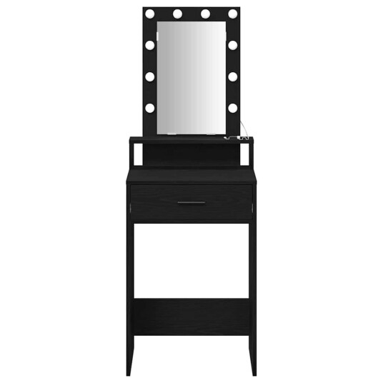  Smykkebord med LED lamper Svart Eik 50x41x140 cm
