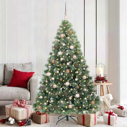  Kunstig juletre med 300 LED med stativ grønn 180 cm PE og PVC