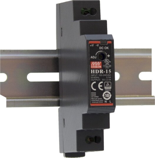 Strømforsyning HDR-15-12 AC/DC 15W 12V, 17,5 mm