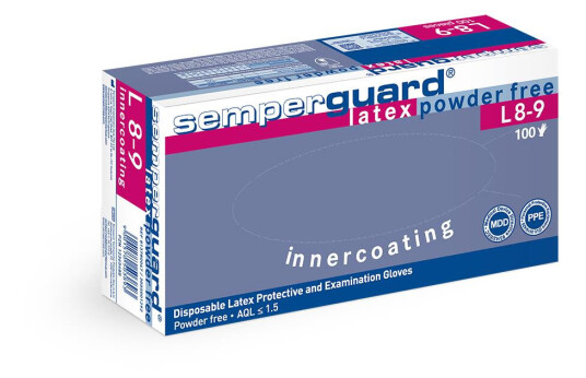 Semperguard Latex PF Engangshanske lateks pudderfri XS 100 stk Klær