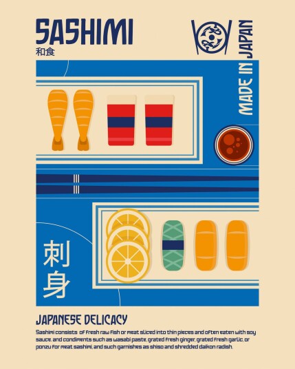 Plakat Japansk Sashimi Delikatesse