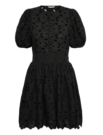 by Ti Mo Broderie Anglaise Puffed Dress - Black - XS