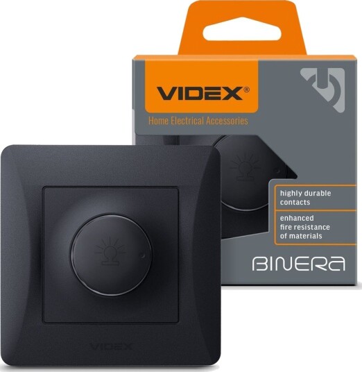 Videx 600W LED dimmer for europeisk veggboks - 15-600W, Svart