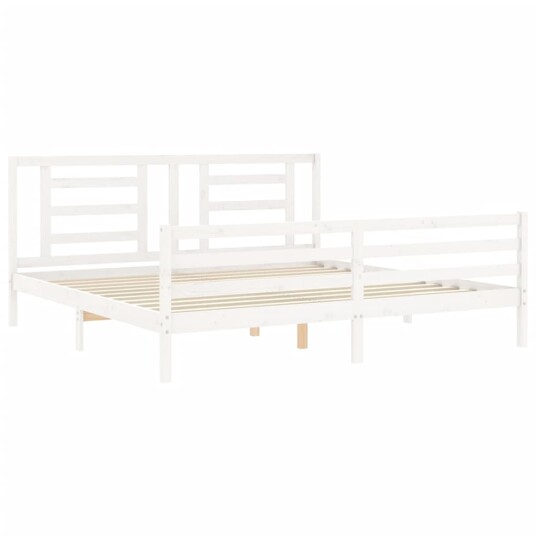 vidaXL Sengeramme med hodegavl hvit 6FT Super King heltre