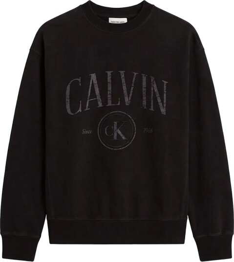 Calvin Klein Jeans Ls Prem Terry Contrast Stitch Cn Black XS