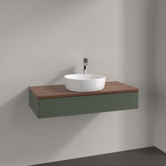 Villeroy & Boch Antao Servantskap med 1 skuff 100x50x19 cm u/lys Grønn Matt/Valnøtt Villeroy & Boch Antao Servantskap med 1 skuff 100x50x19 cm u/lys Grønn Matt/Valnøtt