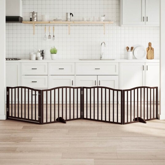 Vidaxl Hundeport Sammenleggbar 4 Paneler Brun Eik 320 cm Poppeltre