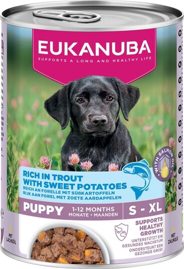 Eukanuba Våtfôr Puppy Rik På Ørret Med Søtpotet Sparepakke 12 X 400 G