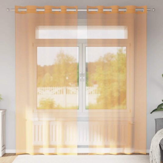 Voilegardiner med grommets 2 stk oransje 140x245 cm 8721158551085