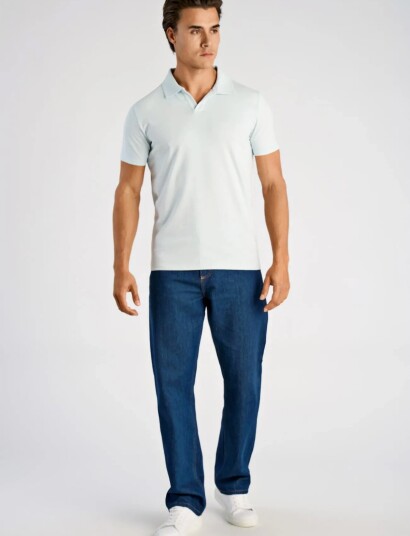 Lindbergh Stretch Polo Shirt S/S Blue L Lindbergh Stretch Polo Shirt S/S Blue L