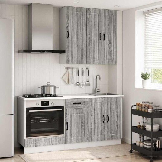 vidaXL Kjøkken enhet KALMAR 5 pcs Grå Sonoma Konstruert tre vidaXL Kjøkken enhet KALMAR 5 pcs Grå Sonoma Konstruert tre