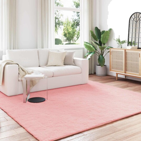 Kunstpels Kanin Teppe Olite Rosa 200 x 200 cm Polyester