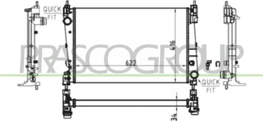 PRASCO OP035R004 Radiator motorkjøling PRASCO OP035R004 Radiator motorkjøling
