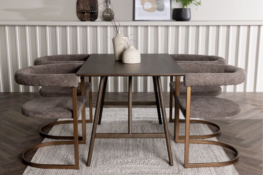 Venture Home Kaseidon Spisegruppe 120 cm Rektangulær med 4 Morning Stoler Brun