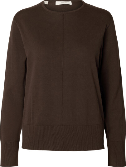Selected Slwtoledo Ls Knit O Neck Brown L