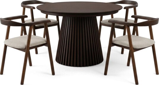 Spisegruppe Bark Peyra 120 220 cm Røkt eik Røkt eik/Beige