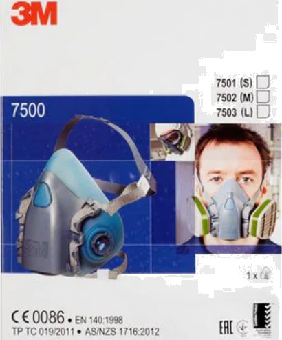 Halvmaske 3M 7502, pustemaske, størrelse M