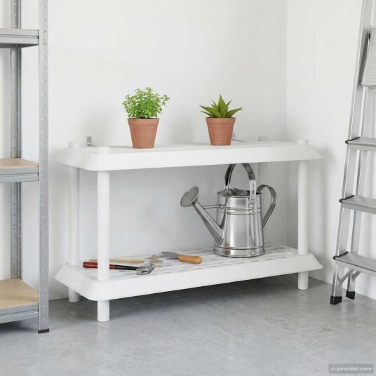 vidaXL Hyllesystem 2 nivåer 100 x 40 x 55,5 cm PP Hvit