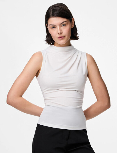 Pieces Pcmadison Sl Draped Top Jrs Noos Bc White XXL