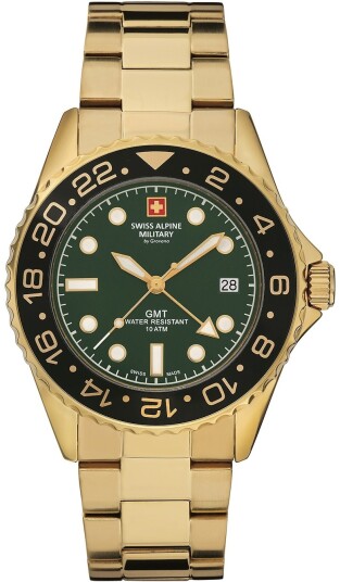 Swiss Alpine Military Herreklokke 7052.1114 GMT Grønn/Gulltonet Swiss Alpine Military Herreklokke 7052.1114 GMT Grønn/Gulltonet