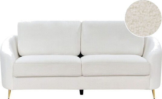 3 sitssoffa Beliani Trosa Beige guld White