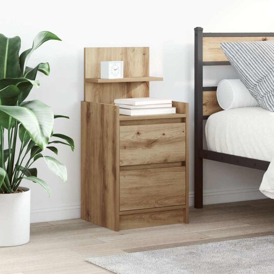 Nattskap med 2 skuffer 2 stk artisan eik 38x34x80 cm