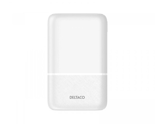Deltaco 10000 mAh Powerbank med USB-C Hvit Deltaco 10000 mAh Powerbank med USB-C Hvit