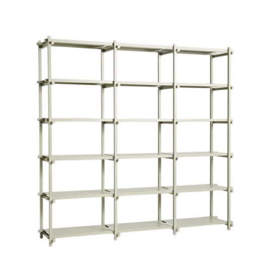 HAY Woody Shelving 2.0 Bokhylle Stor Smokey Grey/Stål